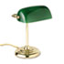 Traditional Incandescent Banker's Lamp, Green Glass Shade, Brass Base, 14 Inches