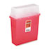 Sharps Container for Patient Room, Plastic, 5 Quart, Rectangular, Red