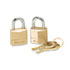 Three-Pin Brass Tumbler Locks, 3/4" Wide, 2 Locks & 2 Keys/Pack