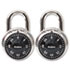 Combination Lock, Stainless Steel, 1-7/8" Wide, Black Dial, 2/Pack