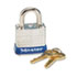 Four-Pin Tumbler Laminated Steel Lock, 2" Wide, Silver/Blue, Two Keys