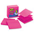 Pop-Up Refills, 4 x 4, Lined, Fuchsia, Riuled, 5 90-Sheet Pads/Pack