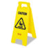 Multilingual "Caution" Floor Sign, Plastic, 11 x 1-1/2 x 26, Bright Yellow