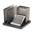 Distinctions Desk Organizer, Metal/Wood, 5 7/8 x 5 7/8 x 4 1/2, Black/Silver