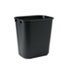 Deskside Plastic Wastebasket, Rectangular, 3 1/2 gal, Black