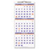 Recycled Three-Month Reference Wall Calendar, 12" x 27", 2011-2013 - View 1