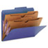Pressboard Classification Folders, 2 Pocket Dividers, Letter, Dark Blue, 10/Box