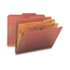 Pressboard Folders with Two Pocket Dividers, Letter, Six-Section, Red, 10/Box