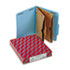 Pressboard Folders with Two Pocket Dividers, Letter, Six-Section, Blue, 10/Box