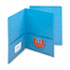 Two-Pocket Portfolio, Embossed Leather Grain Heavy Paper, Blue, 25/Box
