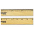 Flat Wood Ruler w/Two Double Brass Edges, 12", Clear Lacquer Finish - View 1