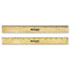 Flat Wood Ruler w/Two Double Brass Edges, 12", Clear Lacquer Finish - View 2