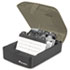 Push-Button Business Card File, Plastic, 4 x 5 3/4 x 2 3/4, Black/Smoke
