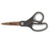 Office Scissors, 7" L, Straight, Titanium Coated Blades, Pointed Tip, Black/Blue