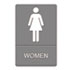 ADA Sign, Women Restroom Symbol w/Tactile Graphic, Molded Plastic, 6 x 9, Gray