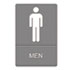 ADA Sign, Men Restroom Symbol w/Tactile Graphic, Molded Plastic, 6 x 9, Gray