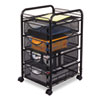 Onyx Mesh Mobile File With Four Supply Drawers, 15.75w X 17d X 27h, Black