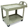 Heavy-Duty Utility Cart with Lipped Shelves, Plastic, 2 Shelves, 500 lb Capacity, 25.9" x 45.2" x 32.2", Beige