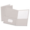 Twin-Pocket Folder, Embossed Leather Grain Paper, 0.5" Capacity, 11 X 8.5, Gray, 25/box