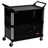 Xtra Equipment Cart, Plastic, 3 Shelves, 300 lb Capacity, 20.75" x 40.63" x 37.8", Black