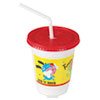 Plastic Kids' Cups With Lids/straws, 12 Oz, Critter Print, 250 Cups, 250 Lids, 250 Straws/carton