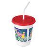 Plastic Kids' Cups With Lids/straws, 12 Oz, Jungle Print, 250 Cups, 250 Lids, 250 Straws/carton