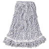 Web Foot Finish Mop, Cotton/synthetic, White, Large, 1" White Headband, 6/carton