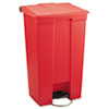 Indoor Utility Step-On Waste Container, 23 gal, Plastic, Red