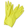 Flock-Lined Latex Cleaning Gloves, Medium, Yellow, 12 Pairs