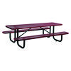 Expanded Steel Picnic Table, Rectangular, 96 x 62 x 29.5, Red Top, Red Base/Legs