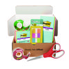 Office Essentials Kit, 7 Pads Assorted Super Sticky Notes, 1 Pack Flags, Roll Magic Tape, Roll Super-Hold Tape, 1 Scissors