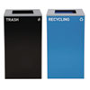 29 Gallon Trash/Recycling Cans, Steel, Blue Recycling Can with Square Lid, Black Trash Can with Square Lid