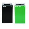 29 Gallon Trash/Recycling Cans, Steel, Green Recycling Can with Mixed Lid, Black Trash Can with Square Lid