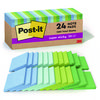 100% Recycled Paper Super Sticky Notes, 3" x 3", Oasis, 70 Sheets/Pad, 24 Pads/Pack