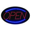 LED Oval Open Sign, 23 x 14, Black Frame, Blue/Red Graphics