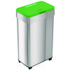 Open Top Compost Bin with Wheels and Color-Coded Lid, 21 gal, Plastic/Stainless Steel, Silver/Green