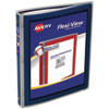 Flexi-View Binder with Round Rings, 3 Rings, 0.5" Capacity, 11 x 8.5, Navy Blue