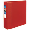 Heavy-Duty Non-View Binder with DuraHinge and Locking One Touch EZD Rings, 3 Rings, 4" Capacity, 11 x 8.5, Red