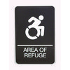 ADA Sign, Area of Refuge, 6 x 9, Black Face, White Graphics