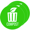 Vinyl Decals, Compost, 4" Diameter, Green/White, 3/Pack