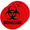 Vinyl Decals, Biohazard, 4" Diameter, Red/Black, 3/Pack