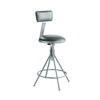 6500 Series Height Adj Heavy Duty Vinyl Swivel Stool with Backrest, Supports Up to 500 lb, 24" to 30" Seat Height, Gray