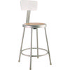 6200 Series Heavy Duty Steel Stool With Backrest, Supports Up to 500 lb, 24" Seat Height, Brown Seat, Gray Back/Base