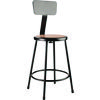 6200 Series Heavy Duty Steel Stool With Backrest, Supports Up to 500 lb, 24" Seat Height, Brown Seat, Black Back/Base