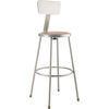 6200 Series Heavy Duty Steel Stool With Backrest, Supports Up to 500 lb, 30" Seat Height, Brown Seat, Gray Back/Base