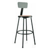 6200 Series Heavy Duty Steel Stool With Backrest, Supports Up to 500 lb, 30" Seat Height, Brown Seat, Black Back/Base