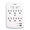 6-Outlet Plus USB Outlet Surge Protector, 6 AC Outlets/2 USB Outlets, 900 J, White