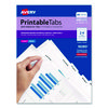 Printable Plastic Tabs with Repositionable Adhesive, 1/5-Cut, White, 1.25" Wide, 96/Pack