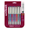 VISION Needle Rollerball Pen, Stick, Fine 0.7 mm, Assorted Ink and Barrel Colors, 8/Pack