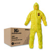 A70 Chemical Spray Protection Coveralls, Elastic Wrists, Ankles, Hood, XL, Yellow, 12/Carton